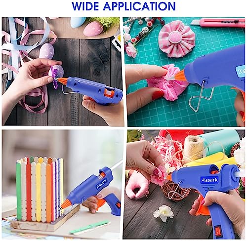 Assark Glue Gun, Mini Hot Glue Gun Kit with 30 Glue Sticks for School Crafts DIY Arts Quick Home Repairs, 20W (Blue)