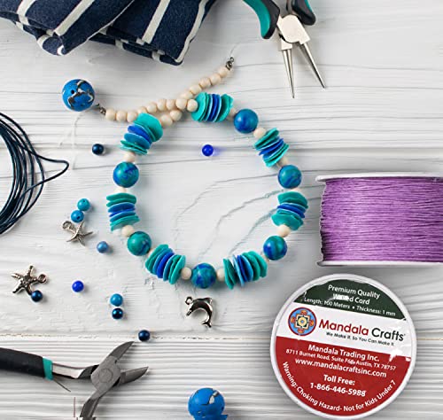 Mandala Crafts Cream 1mm Waxed Cord for Jewelry Making - 109 Yds Cream Waxed Cotton Cord for Jewelry String Bracelet Cord Wax Cord Necklace String