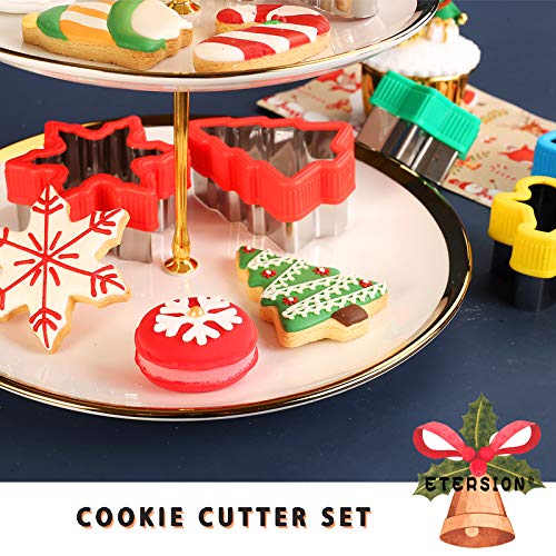 ETERSION Chrismtas Cookie Cutters 2" to 3.5" Cookie Cutters 9 Pieces Cookie Cutters Christmas Shapes