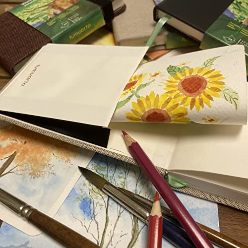 Square Watercolor Journal, 5.5x5.5”, 140 LB, 300 GSM, tumuarta Cotton Paper, Cold Press, 24 Sheets, 48 Pages, Watercolor Paper Sketch Books for Use As Mix Media Pad On The Go