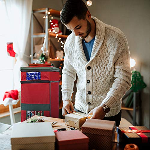 ProPik Wrapping Paper Storage Bag with Pocket and Handles Including Hanging Loop Heavy Duty Material with Clear Window 47 x 10 x 10 Inch Fits 40 Inch Long Rolls (Red, 1 Count)