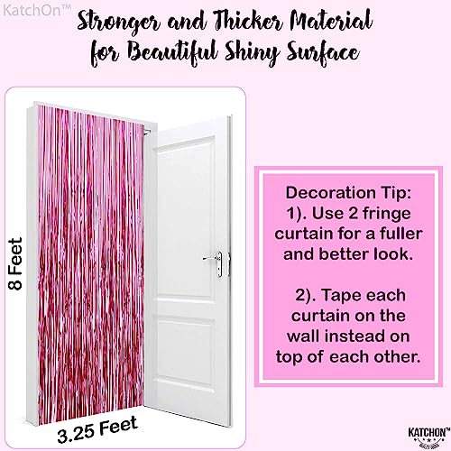 KatchOn, Pink Backdrop for Pink Party Decorations - XtraLarge 6.4x8 Feet, Pack of 2 | Pink Foil Fringe Curtain | Pink Fringe Backdrop for Pink Streamers Party Decorations, Pink Birthday Decorations