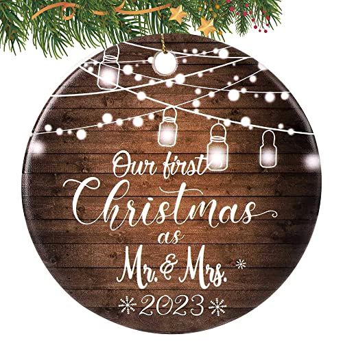 Our First Christmas as Mr. and Mrs Ornament 2023, 1st Christmas Married Ornaments, Wedding Gifts for Couple Bride and Groom, Christmas Tree Decoration, Bridal Shower Gift, Newlywed Gift
