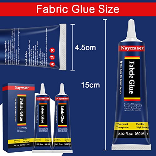 Fabric Glue, Permanent Clear Washable Clothing Glue for All Fabrics, Cotton, Flannel, Denim, Leather, Polyester, Doll Repair, 24 Hours Dry and Waterproof (Fabric Glue)