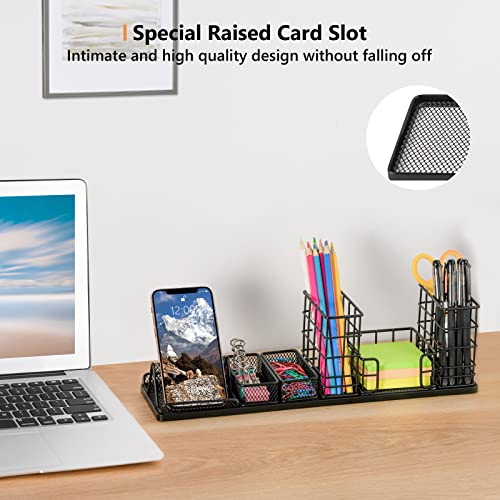 Desk Organizers and Accessories, Office Supplies Desk Organizer with Pen Holder, DIY Desktop Organiezr with Phone Holder, Sticky Note Tray, Paperclip Storage and Office Caddy for Office Home School