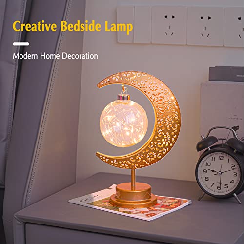 Moon Lamp, Enchanted Lunar Lamp, Ramadan Decorations Lamp for Bedroom, Magic Kids Night Lights, Crescent Moon Light, Battery Operated Table Lamp, Galaxy Light, Eid Home Decor, Christmas Decor, Gifts