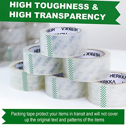 HERKKA Clear Packing Tape, 18 Rolls Heavy Duty Packaging Tape for Shipping Packaging Moving Sealing, Thicker Clear Packing Tape, 2 inches Wide, 65 Yards Per Roll, 1170 Total Yards