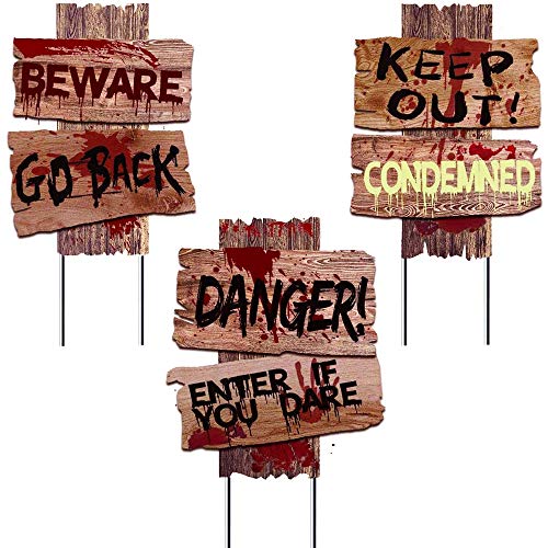 Liecho self-Designed Halloween Decorations Yard Signs Stakes Props Outdoor Decor Scary Zombie Vampire Graves Holiday Party Supplies 3 Pack(15" x 12")