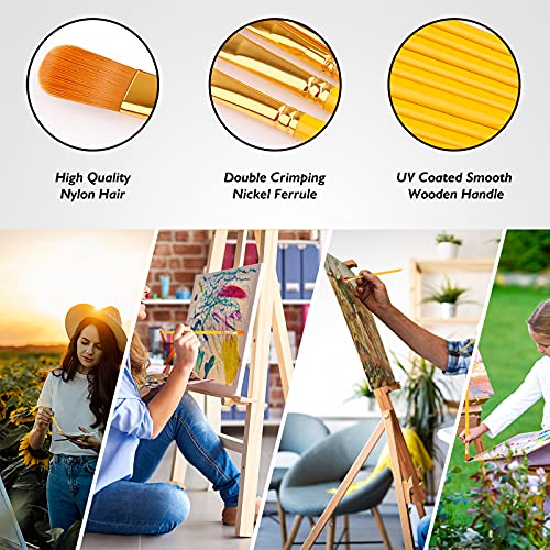Paint Brushes Set, 20 Pcs Paint Brushes for Acrylic Painting, Oil Watercolor Acrylic Paint Brush, Artist Paintbrushes for Body Face Rock Canvas, Kids Adult Drawing Arts Crafts Supplies, Yellow