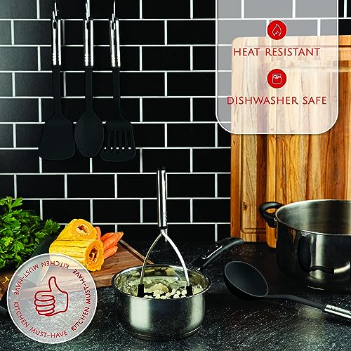 Kitchen Utensils Set Cooking Utensil Sets, Nylon and Stainless Steel Kitchen Gadgets Nonstick and Heat Resistant Home, House, Apartment Essentials Kitchen Accessories Must Haves Pots and Pans set