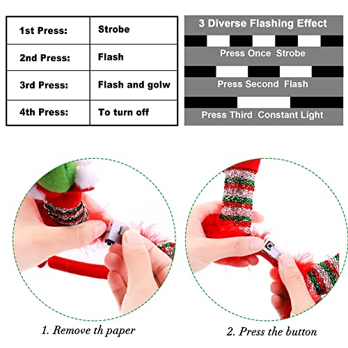 Fovths 2 Pack Christmas LED Headbands Xmas Headbands Light Up Costume Headwear Accessories Glowing Hair Hoop for Christmas