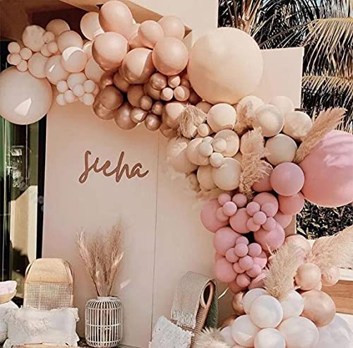 Woaipati Balloon Arch Garland Kit,Blush Nude Apricot Party Balloons Decoration Set for Retro Boho Wedding Baby Shower Bridal Engagement Anniversary Graduation Birthday Decorations