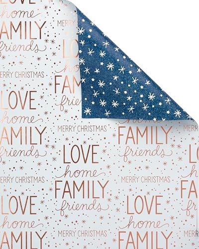American Greetings 80 sq. ft. Reversible Blue Wrapping Paper Bundle for Christmas, Snowflake, Reindeer, Holiday Test (4 Rolls 30 in. x 8 ft.)