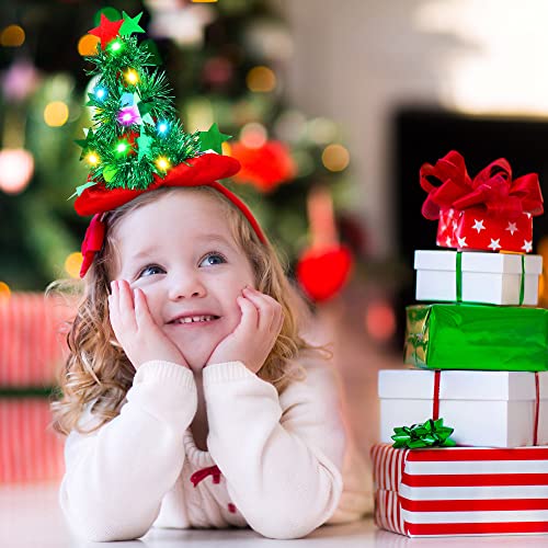 Fovths 2 Pack Christmas LED Headbands Xmas Headbands Light Up Costume Headwear Accessories Glowing Hair Hoop for Christmas