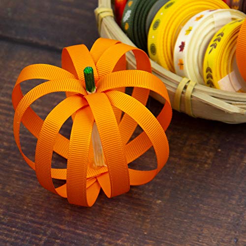 VATIN Fall Ribbon 3/8 Inch 20 Rolls X 330Fts(110Yards) Autumn Harvest Festival Ribbons Printed Grosgrain Ribbons Polyester Satin Ribbon Sheer Organze Ribbon for Gift Wrapping DIY Crafts Fall Decor