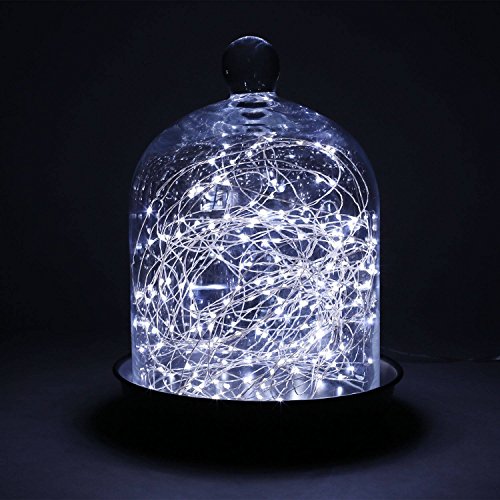 BXROIU 2 x20LEDs Fairy Lights Battery Operated, Silver Wire 2 Mode Chains String Lights for Bedroom Christmas Party Decoration (Cool White, 6.6)