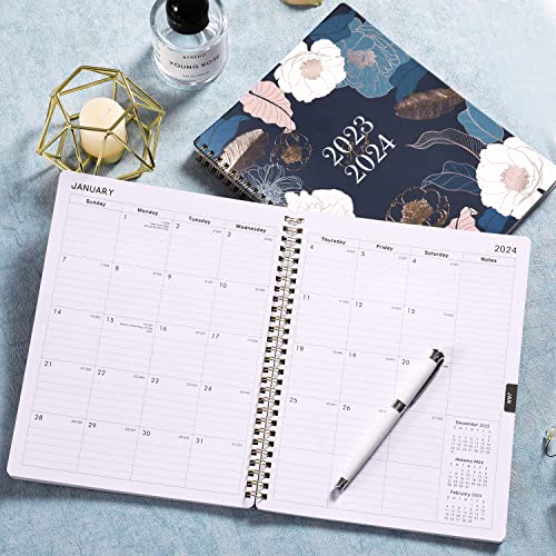 Planner 2023-2024 - Jul.2023 - Jun.2024, Academic Planner/Calendar 2023-2024, 2023-2024 Planner Weekly and Monthly, 8" x 10", Marked Tabs, Flexible Cover, Thick Paper, Perfect for Life Organizing - Engraved Art Floral