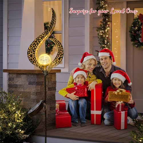 HOMEIMPRO Outdoor Solar Lights Garden Stake Lights, Crackle Glass Globe,Waterproof LED Christmas Gift Fairy Lights for Pathway,Lawn,Patio or Courtyard (Bronze)