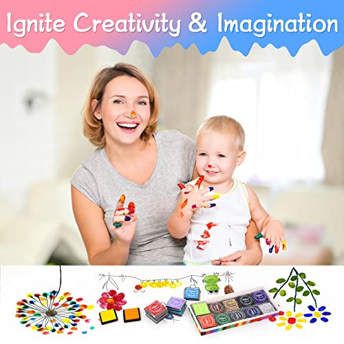 Fstaor 20 Colors Washable Ink Pads for Kids Rubber Stamps, Finger Print Crafts Stamp Pad for Kids, Paper, Scrapbooking, Fabric,Wood (Pack of 20)