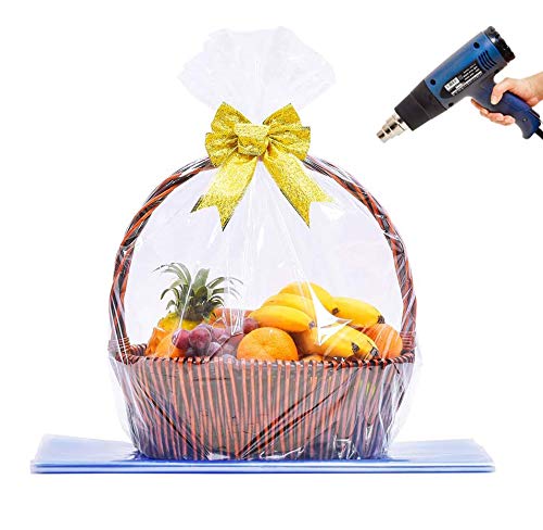 LazyMe Shrink Wrap Bags, Extra Large Jumbo Shrink Bags Clear Cellophane Bags for Gift Baskets - 35 x 44 Inch Christmas Basket Bags (10 pcs, XL)