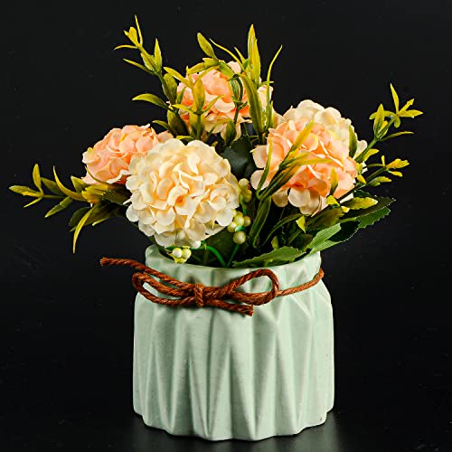 XONOR Artificial Flower Plants – Mini Fake Hydrangea Flowers in Pot for Home Decor Party Wedding Office Patio Table Desk Decoration, Set of 4, 3.3''(D) x 5.5''(H)