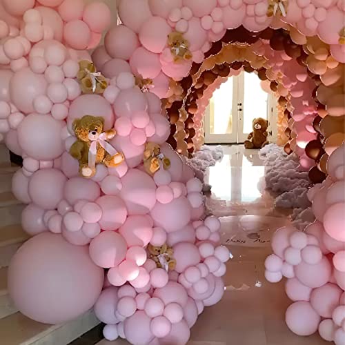 PartyWoo Pastel Pink Balloons, 140 pcs Pink Balloons Different Sizes Pack of 18 Inch 12 Inch 10 Inch 5 Inch Baby Pink Balloons for Balloon Garland Balloon Arch as Birthday Party Decorations, Pink-Q05