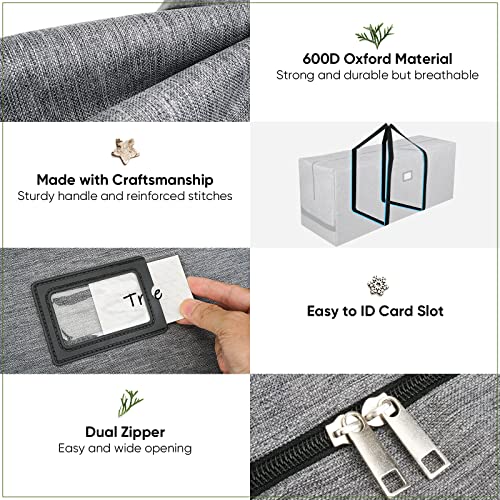 BALEINE 7.5 ft Christmas Tree Storage Bag, Heavy Duty 900D Oxford Fabric with Reinforced Handles and Dual Zippers Wide Opening, Extra Large Storage Container for Trees and Decorations (Grey)