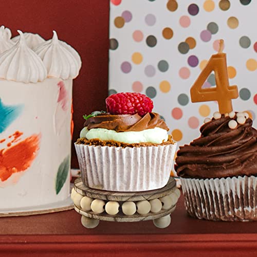 yunmanqiji 2 Pack Wood Riser, Risers for Decor，Pedestal Stand，Display Stand apply to Home Decor，Farmhouse Decor，Tiered Tray Decor(Brown, 4 Inches)