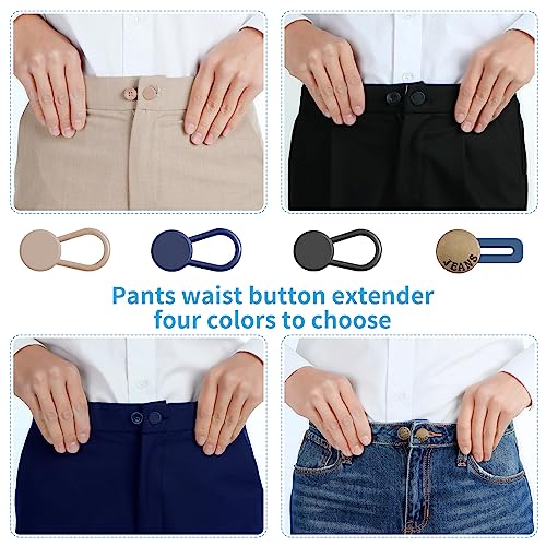 Ceryvop 18PCS Button Extenders for Jeans, Pants Waist Button Extender for Women Men, Ceryvop Jeans Button Extender Stretchy Waist Extension, 6 Sizes Pants Button Waistband Extender
