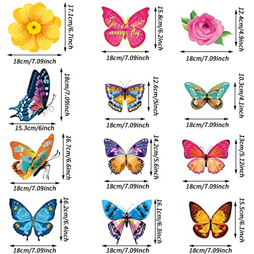 30 Pcs Butterfly Flowers Hanging Swirl Decorations Summer Butterfly Floral Baby Shower Foil Ceiling Streamers for Women Girl Kids Wedding Birthday Mother's Day 1st Birthday Party Supplies (Elegant)