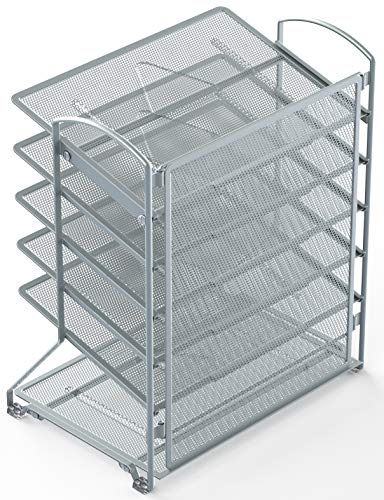 SimpleHouseware 6 Trays Desktop Document Letter Tray Organizer, Silver