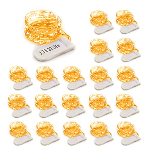 MUMUXI LED Fairy Lights Battery Operated String Lights [20 Pack], 3.3ft 20 Mini Fairy Lights Battery Powered Party Wedding Centerpiece Decorations Crafts Mason Jar Lights Firefly Lights, Warm White