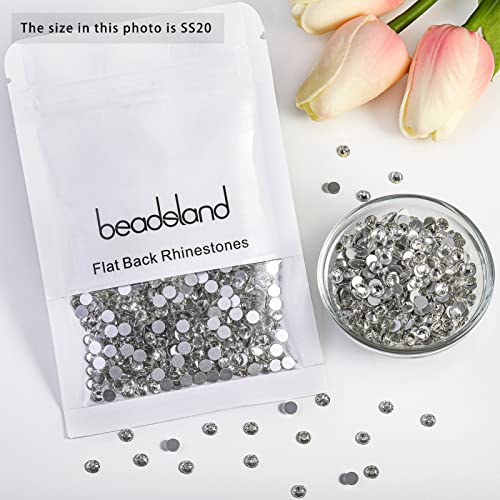 beadsland Flat Back Crystal Rhinestones Round Gems for Nail Art and Craft Glue Fix, Crystal (4.6-4.8mm) SS20/1440pcs