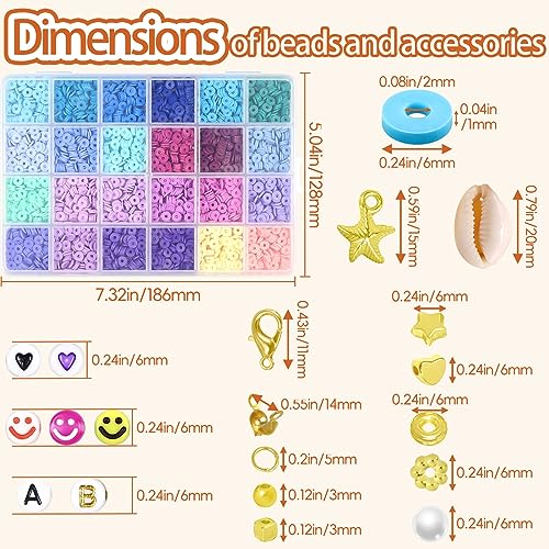 12220pcs Clay Beads Clay Bead Bracelet Kit, 96 Colors Beads 6mm Flat Round Clay Heishi Beads for Bracelerts with Letter Beads Charm and Elastic Strings Friendship Bracelet Making Kit for Girls