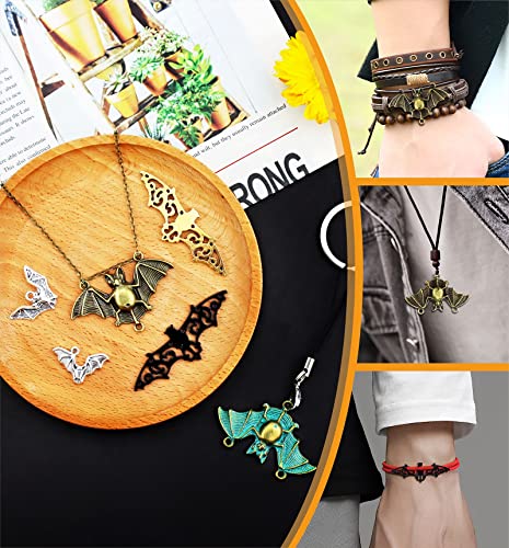 JIALEEY 33PCS Bat Charms Mixed Halloween Spooky Flittermouse Flying Vampire Bat Connector Charms Pendants DIY for Jewelry Making Crafting