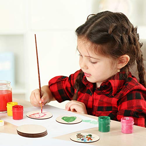 100 Pieces 3 Inch Unfinished Wooden Circles Blank Natural Round Wood Slices Wooden Cutout Tiles for DIY Crafts Home Decoration Painting Staining