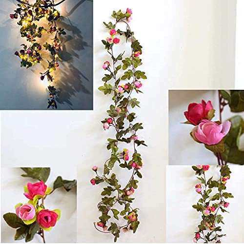 Fielegen 20 LED Rose Flower String Lights 7.2ft Artificial Flower Garland with Fairy Lights Rose Vine Lights for Valentines Day Garden Party Wedding Table Decor Thanksgiving Christmas Decor Lights