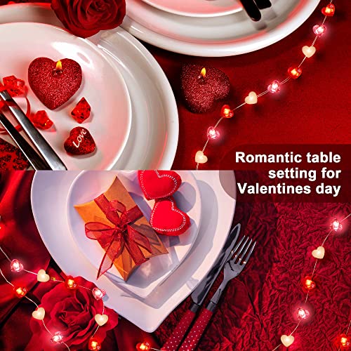Fairy String Lights 10 Feet LED Red Pink White Heart Shaped Twinkle Fairy Lights 8 Modes Battery Operated for Valentine's Day Kids Bedroom Christmas Wedding Indoor Party Decor with Timer