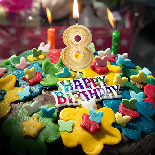 LUTER Gold Glitter Happy Birthday Cake Candles Number Candles Number 1 Birthday Candle Cake Topper Decoration for Party Kids Adults