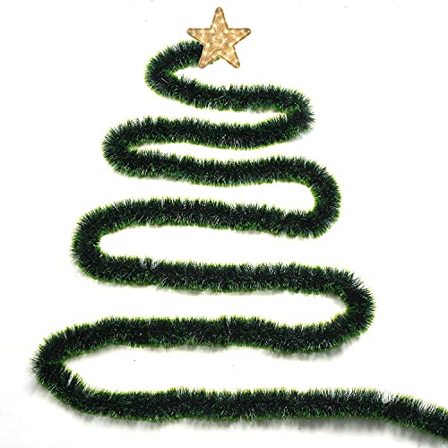 LOMIMOS 32.8 Ft Christmas Tinsel Garland,Dark Green Glittering Decoration for Xmas Tree Party Wedding Supplies