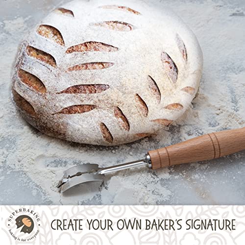 Superbaking Bread Proofing Basket, Round 9 inch Sourdough Starter Kit, Proofing Basket for Bread baking, Bread Making Supplies Tools, Banneton Basket Gift Set