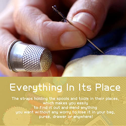 JUNING Sewing Kit with Case, Sewing Supplies for Home Travel and Emergency, Kids Machine, Contains Spools of Thread, Mending and Sewing Needles, Scissors, Thimble, Tape Measure