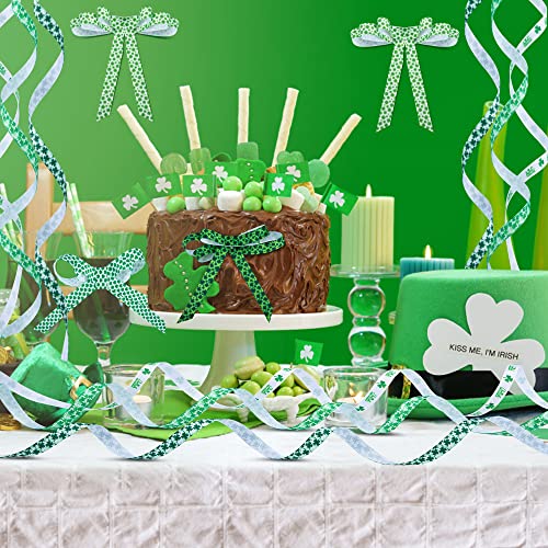 St. Patrick's Day Ribbon - 50 Yards Shamrocks Clover Grosgrain Ribbon for St. Patrick's Day Gift Wrapping Wreath DIY Craft and Sewing