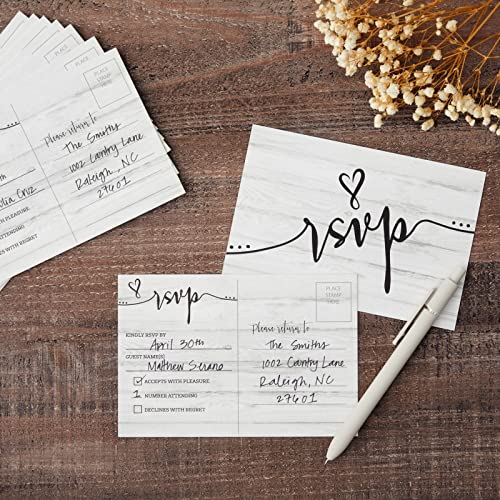 Sustainable Greetings 60 Pack RSVP Cards for Wedding, Postcards for Rehearsal Dinner, Bridal Shower, Birthday Party (4x6 in)