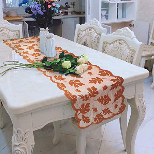 2 Pack Fall Table Runner Decorations, 13 X 72 Inch Thanksgiving Table Runner with Maple Leaves Lace, Thanksgiving Table Decorations for Festival Harvest Kitchen Dining Autumn Decor Parties Gatherings