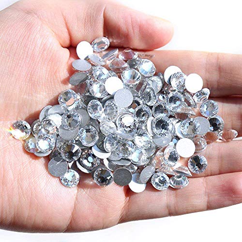 Onwon 144 Pieces SS40 / 8mm Clear Crystal Flat Back Brilliant Round Rhinestones Glass Stones Glitter Gems Transparent Faux Diamond (Clear)