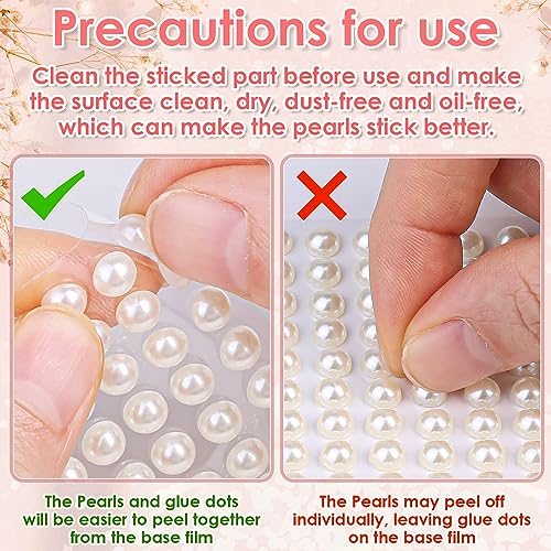 1980Pcs Self Adhesive Pearl Stickers, Shynek Pearls Sticker Gems for Hair, Face, Makeup, Eye, Nail, Crafts, Assorted Sizes