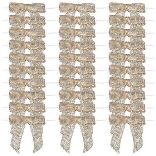 7Rainbows 30pcs Boutique 2.5" Burlap Ribbon Bows Craft Twist Tie Bows for Tying Up Packages Gift Wrapping Christmas Tree