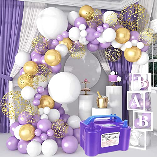 Electric Balloon Pump Portable Balloon Pump Electric Air Balloon Pump Electric Balloon Inflator, Balloon Decorations for Birthday Parties, Weddings, Festivals and Party（Purple）