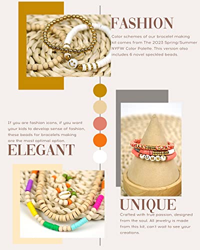 Velavior 7500 Pcs Clay Beads Bracelet Making Kit, 2 Boxes 24 Colors Polymer Heishi Beads for Jewerly Making, Alphabet Letter Spacer Smile Face Evil Eyes Beads, Craft Gift for Kids Teens Adults